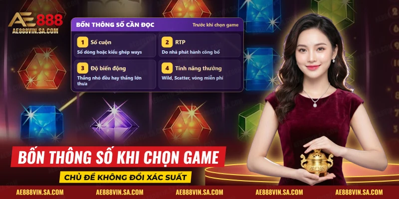 Bốn thông số cuộn, RTP, biến động và tính năng thưởng của một game video slots