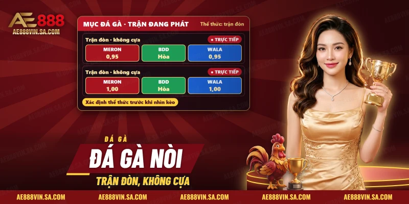 Đá gà nòi AE888 với danh sách trận đòn đang phát trong mục Đá Gà cùng ba cửa Meron, Wala và hòa