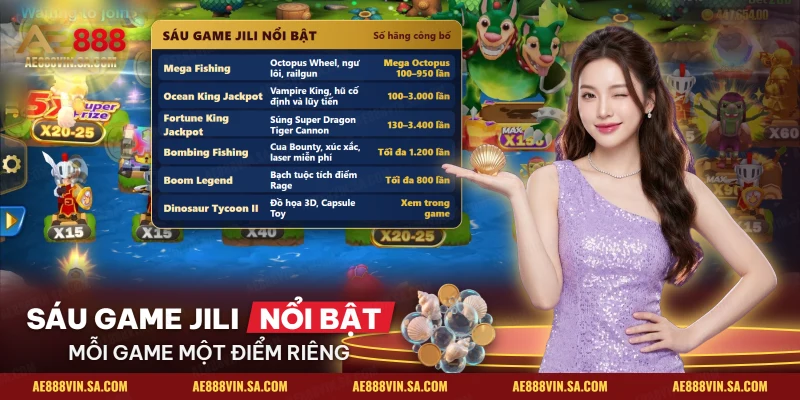 Sáu game bắn cá JILI nổi bật cùng điểm riêng và mốc hệ số do hãng công bố