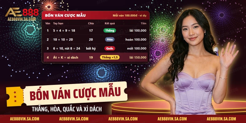 Bốn ván xì dách so điểm với người chia và cách tính tiền cược